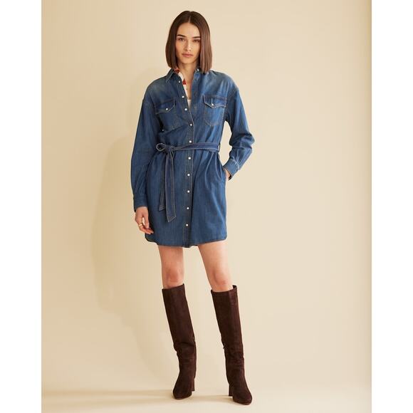 NWT - Pendleton Women's Chambray Pearl Snap-Front Shirt Dress Denim Size Medium - Picture 1 of 10